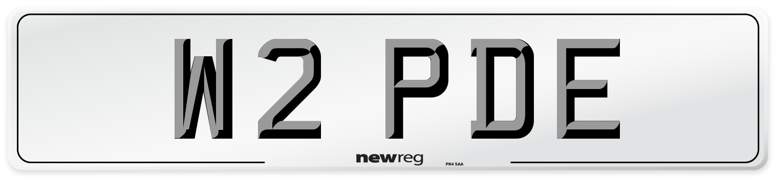 W2 PDE Number Plate from New Reg